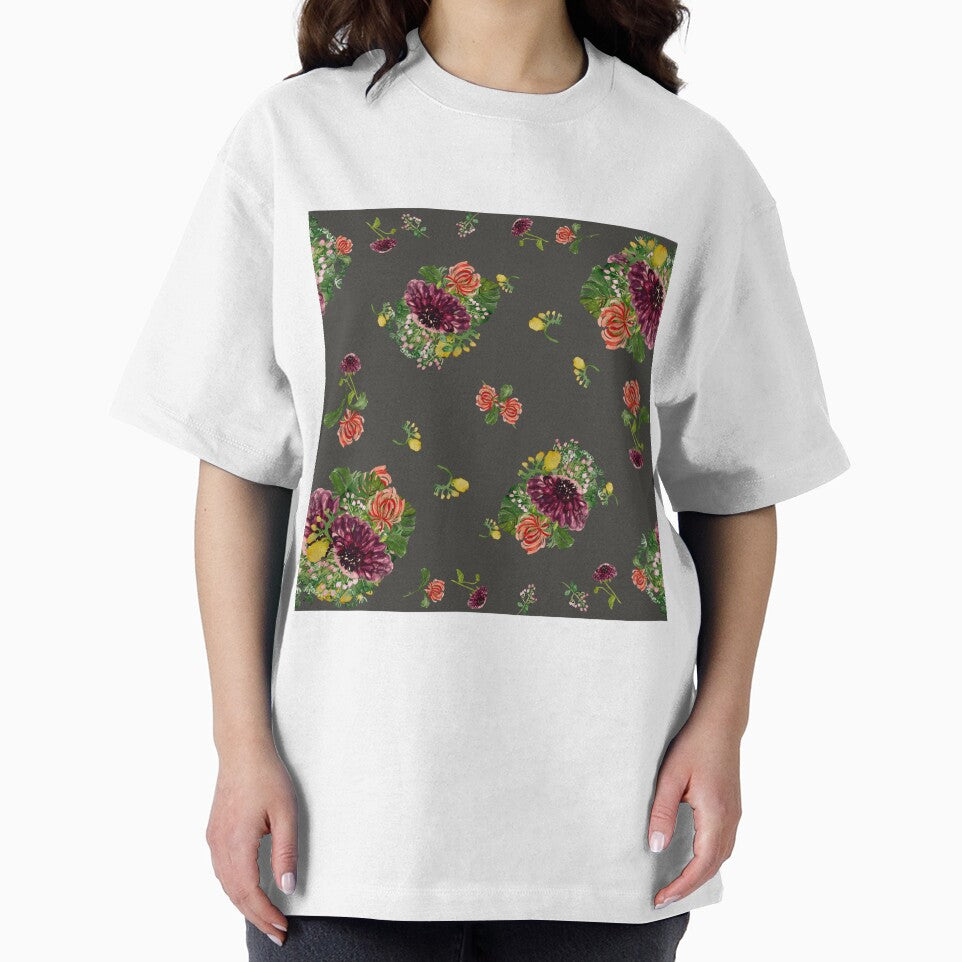 Dahlia palm flower pattern a watercolor grey by Yana Mustafina | Boho Soulful Designs
