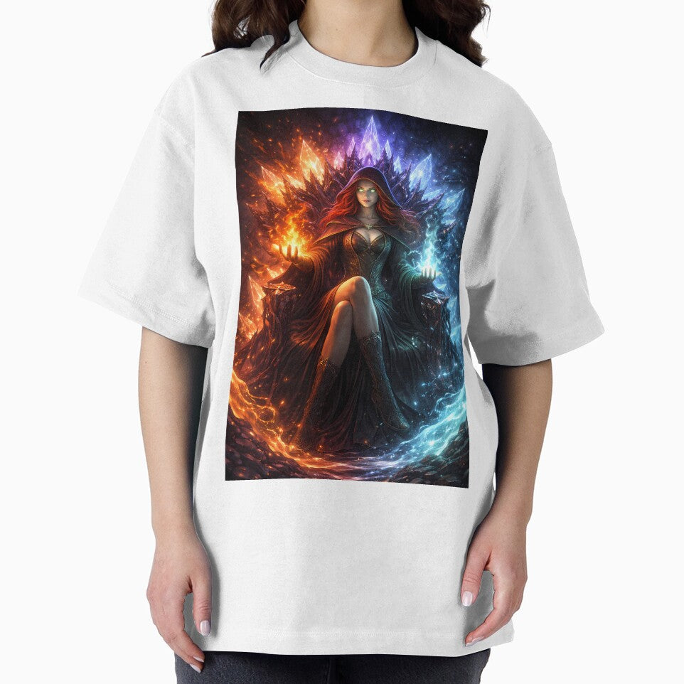 Fire Ice Sorceress Magic Throne Fantasy Art by KnitOfShadoF