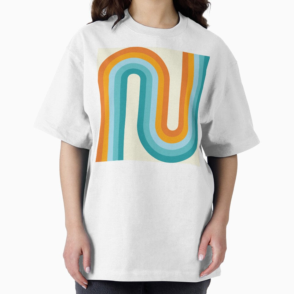Geometric Arches Retro Style - Turquoise blue and Orange by JMgraphic