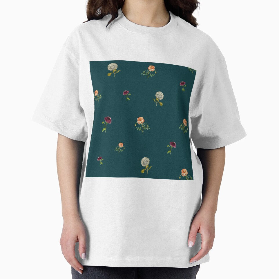 Dahlia hydrangea rose pattern cute a watercolor turquoise by Yana Mustafina | Boho Soulful Designs