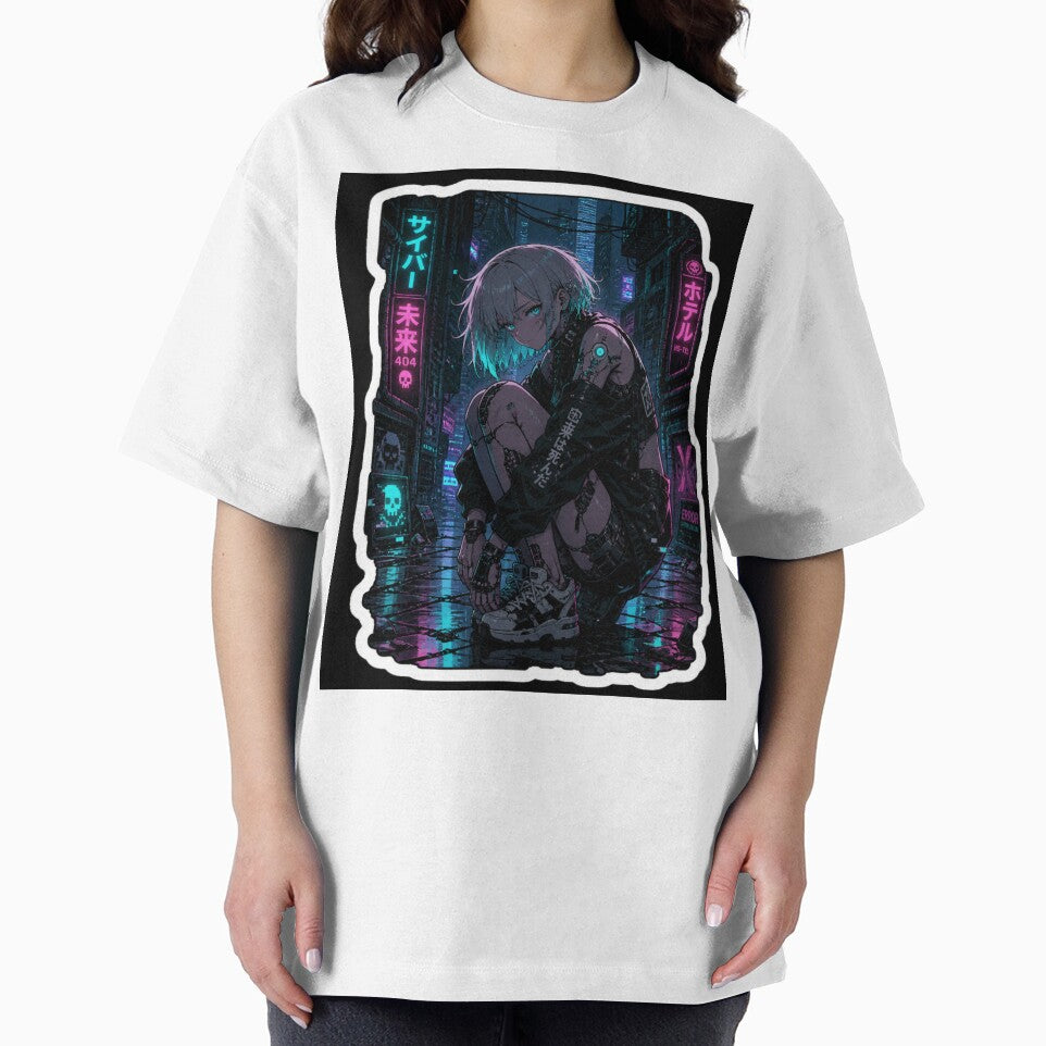 Cyberpunk Neon Anime Girl – Dark Futuristic Aesthetic Sticker by ZenOtaku Lab