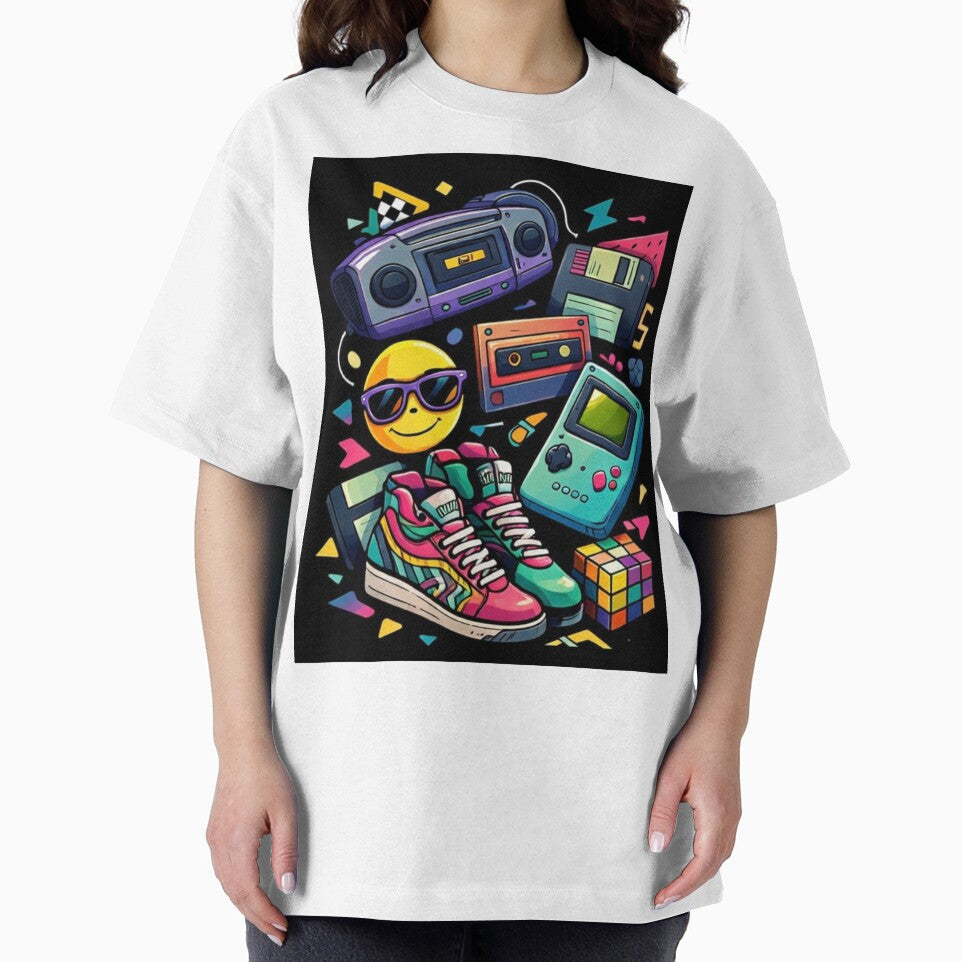 90s Aesthetic Retro Essentials – Nostalgic 90s Kid Gaming & Boombox Illustration by OutofOfficeWear