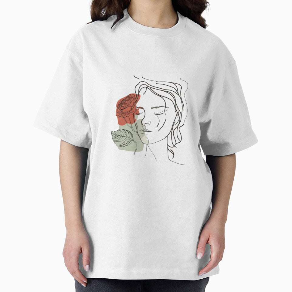 Minimalist design of woman and a rose by KukiStickers