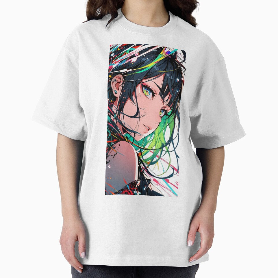 Vibrant Anime Girl Portrait – Colorful Cyberpunk Manga Aesthetic Art by Dyan4