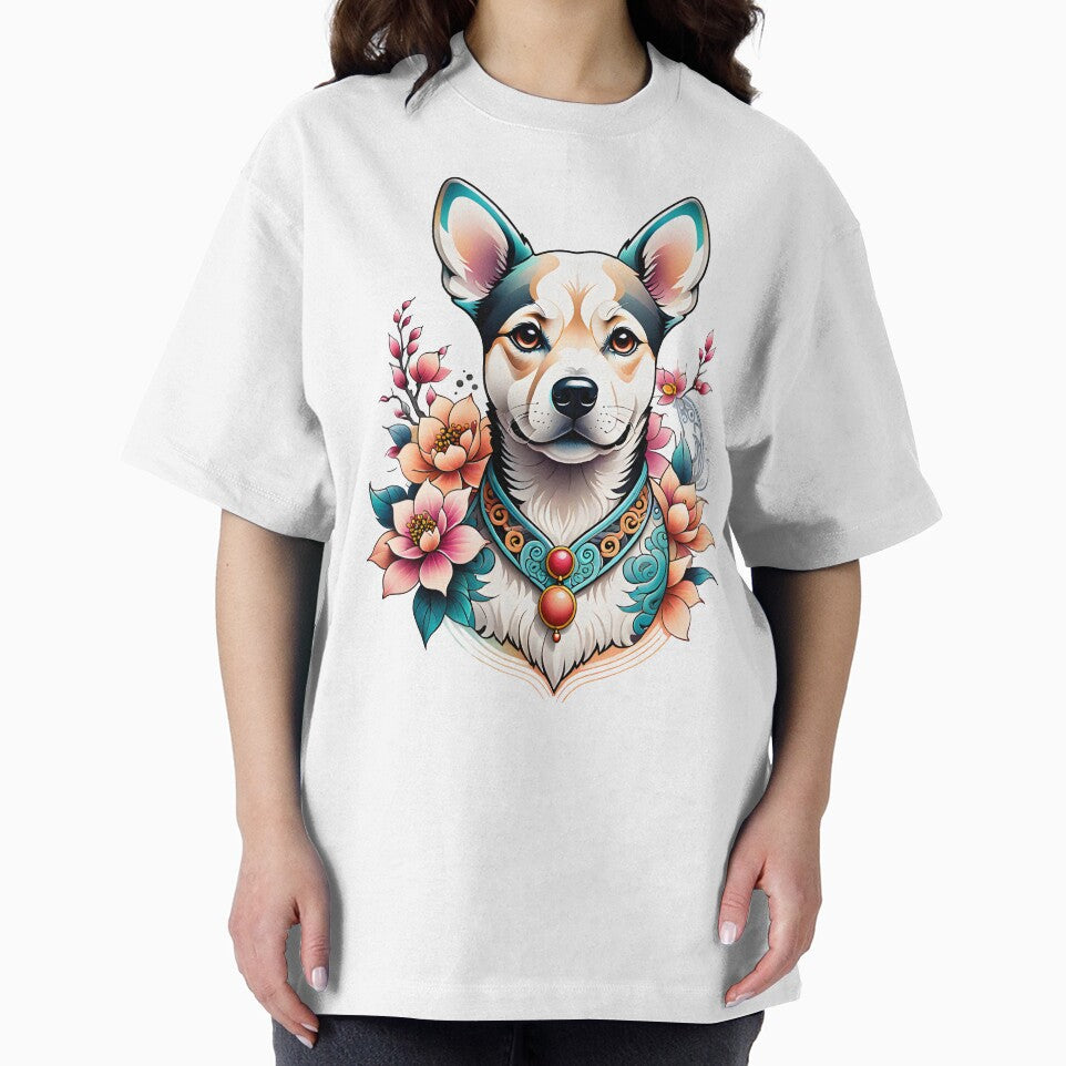 A cute dog with beautiful flowers in Chinese style by DADA635