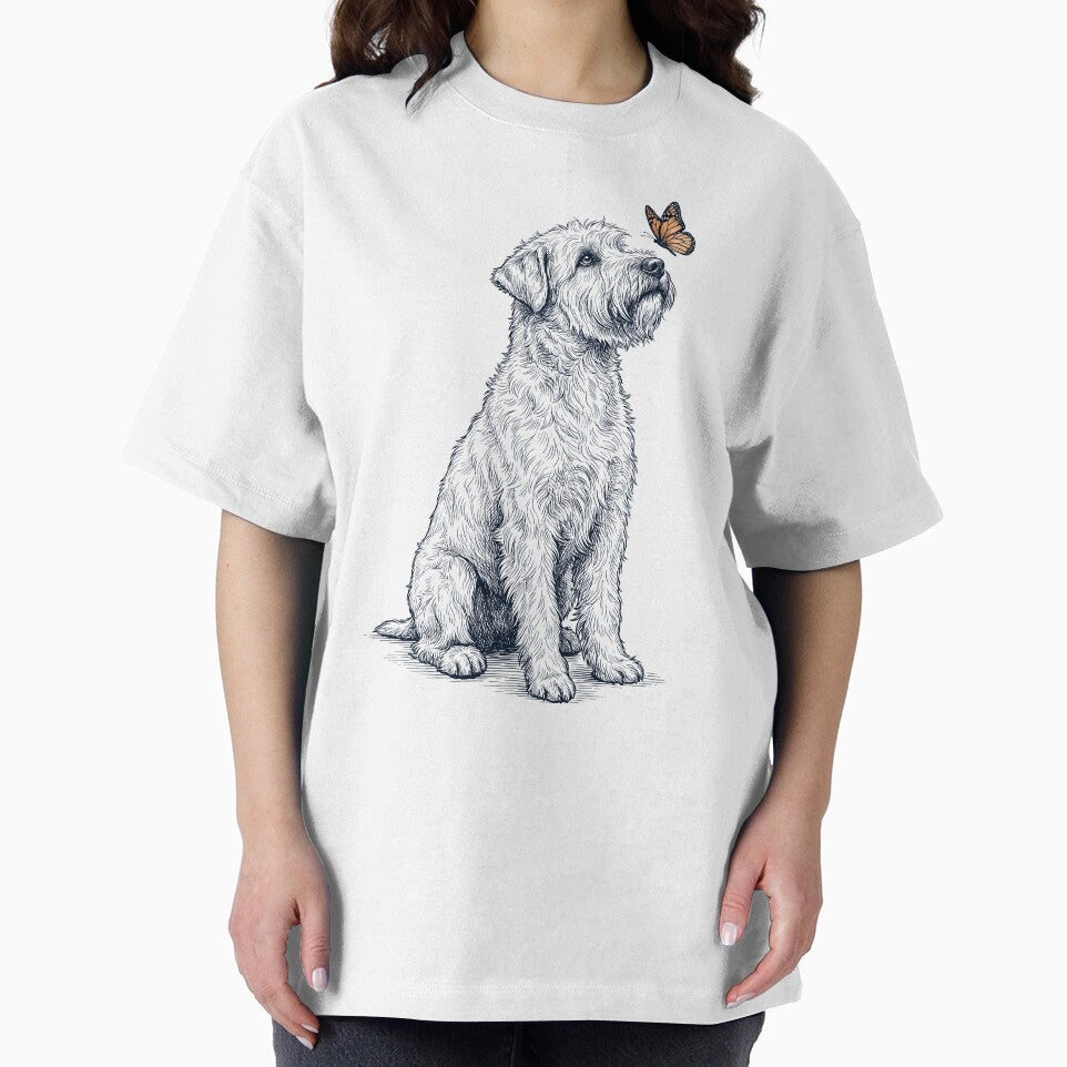 Vintage Soft Coated Wheaten Terrier with Butterfly Dog Lover by DoodleTortle