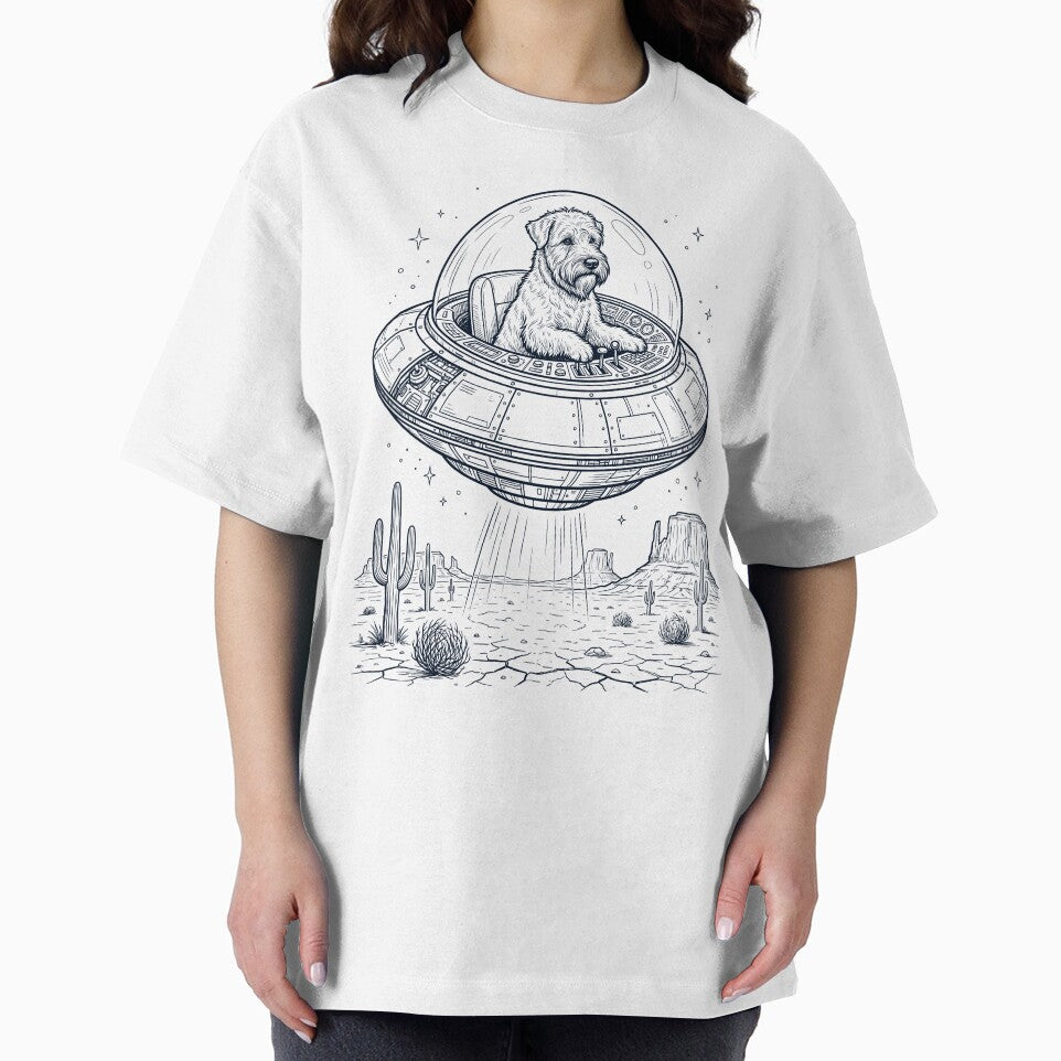 Vintage Soft Coated Wheaten Terrier Riding UFO Dog Mom Dad Lover by DoodleTortle