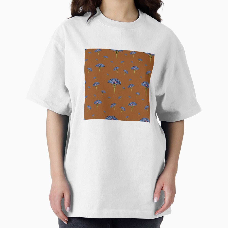 Flower blue violet pattern hand drawn watercolor orange by Yana Mustafina | Boho Soulful Designs