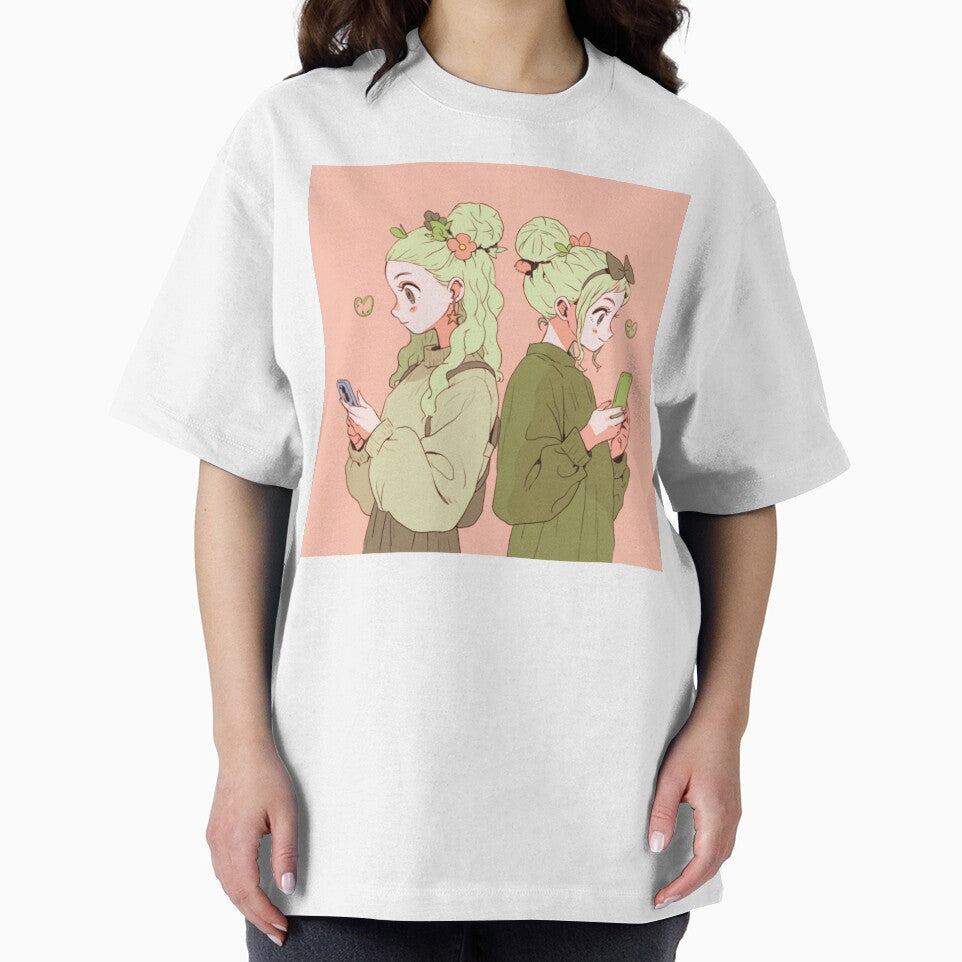 Kawaii Anime Twins with Smartphones – Cute Pastel Anime Design by madkiitten