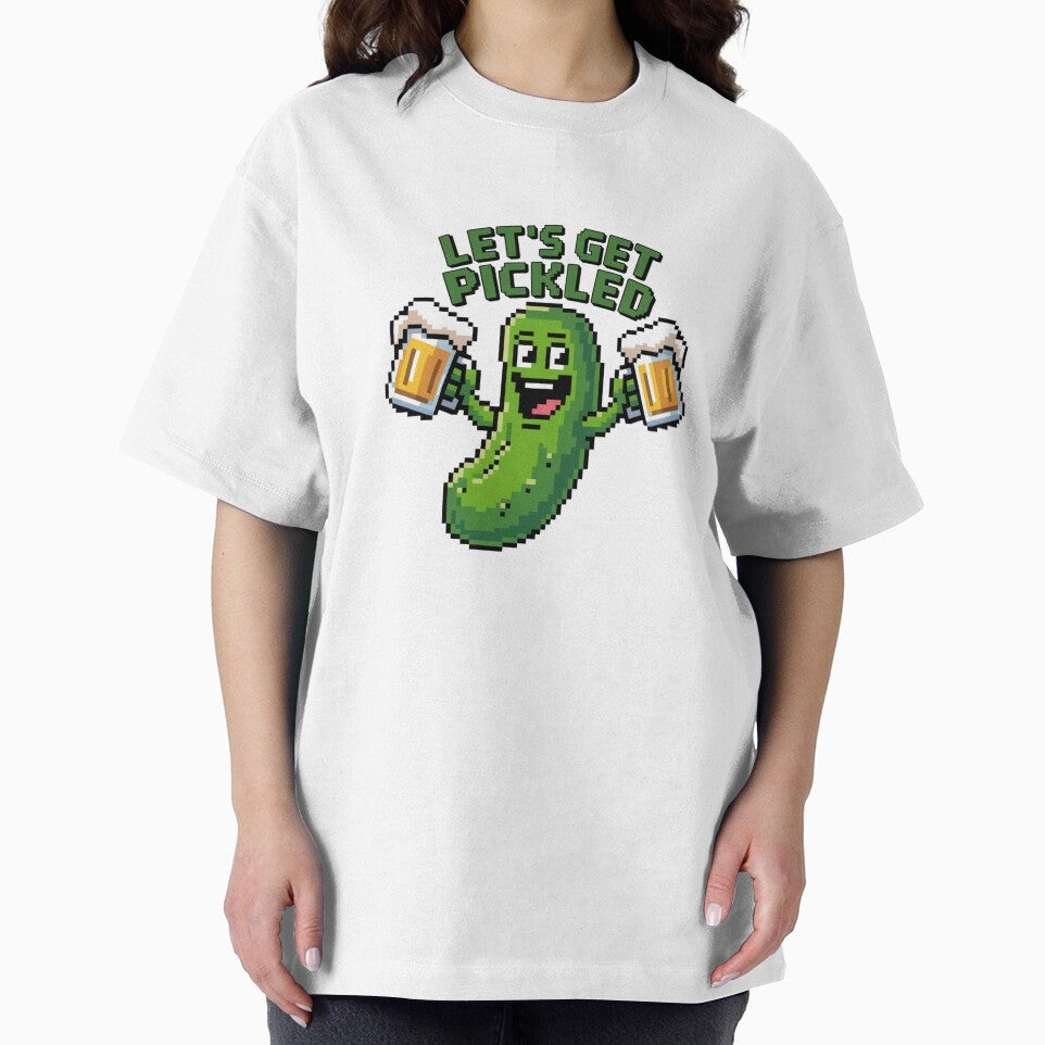 Pixel Art Pickle Hoisting Frothy Beer Mugs by Bloomkept