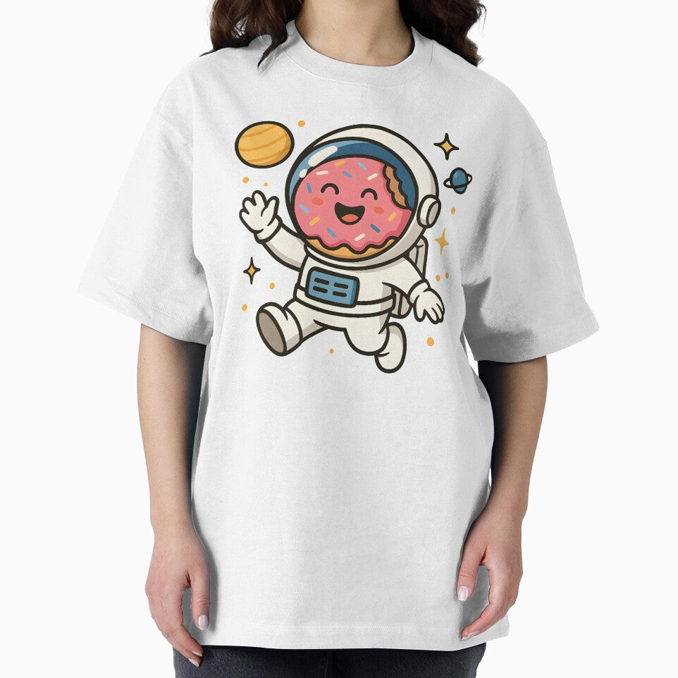 Cute Donut Astronaut Floating in Space Funny Kawaii Cartoon. by The-T-In-Retro