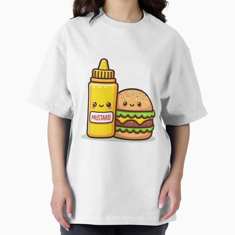 Kawaii Burger Sitting Beside Mustard Bottle by CanvasCutie