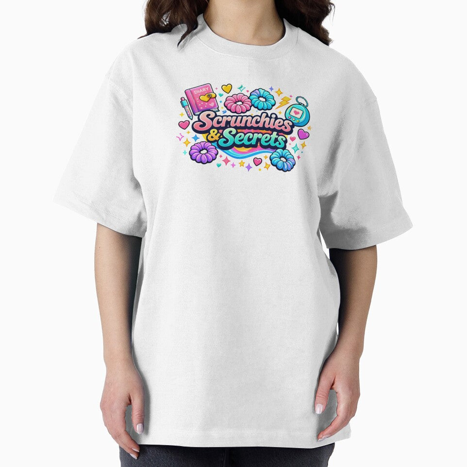 Scrunchies & Secrets Shirt – Vintage 90s Girl Nostalgia Tee | Retro Sleepover Aesthetic by MEMORY-LN-Tees
