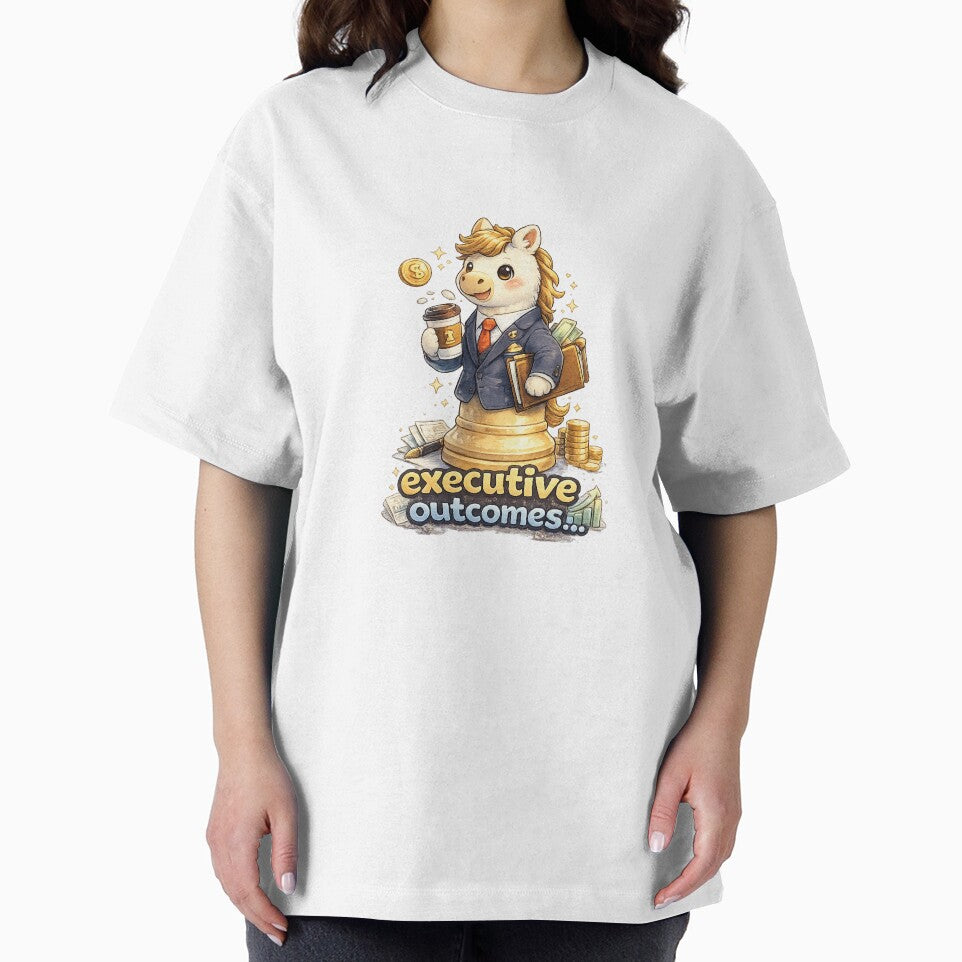 Executive Outcomes Kawaii Chess Art – Funny CEO Horse Chess Piece Business Cartoon Illustration by Paws-nd-Prints