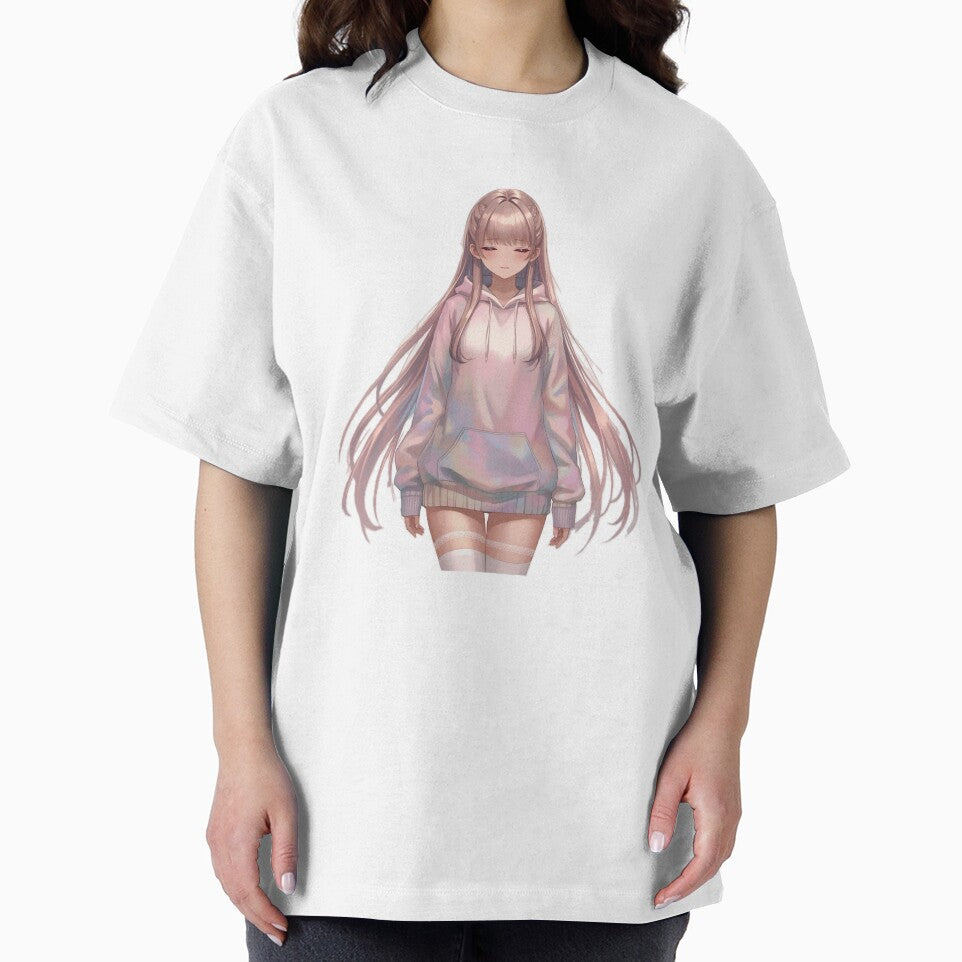 Pastel Anime Girl Aesthetic Hoodie Waifu – Soft Kawaii Minimal Art by AnimDream