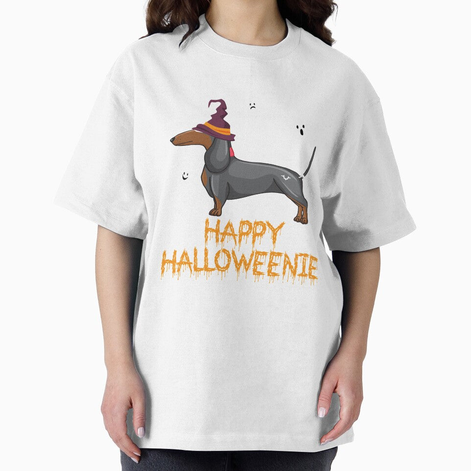 Happy Halloweenie Dachshund Halloween Dog Novelty T-Shirt by Bendthetrend