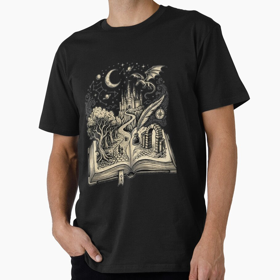 Fantasy Book World Illustration | Magical Storybook Castle and Dragon Art by GRYFFWEAR