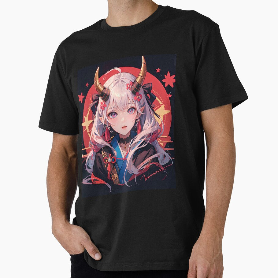 Anime girl in kimono and horns sticker by TheArtistOf2022