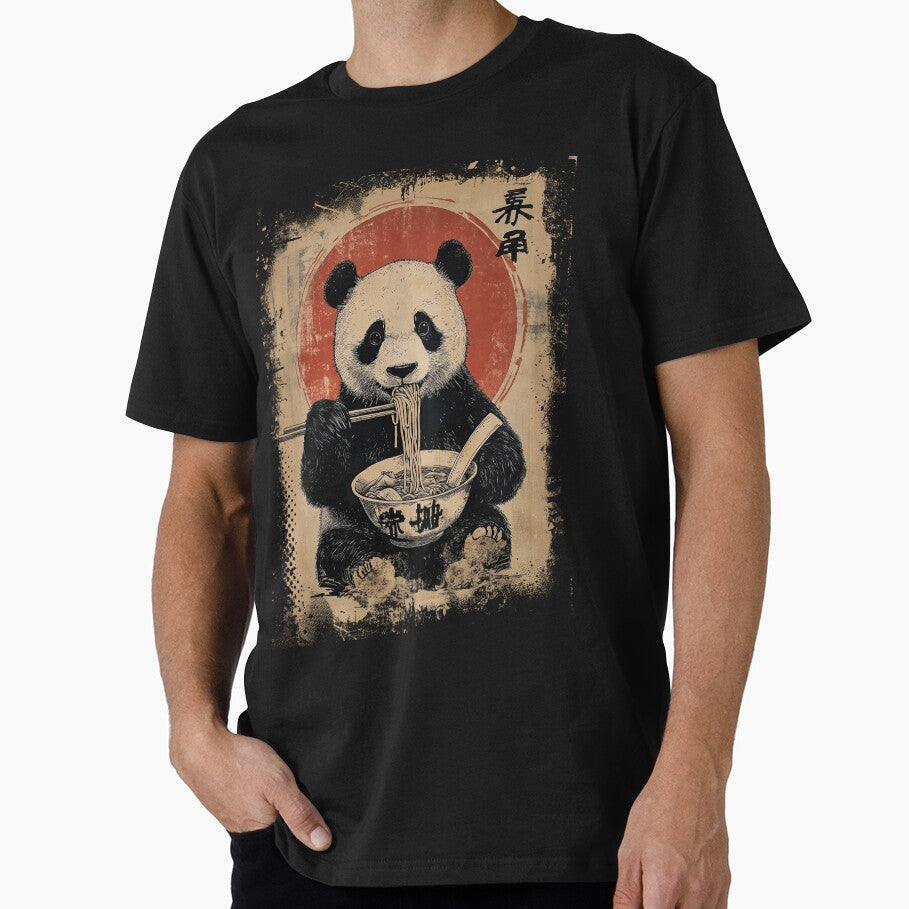 Panda eating ramen - vintage paint by Gaviani Design Studio