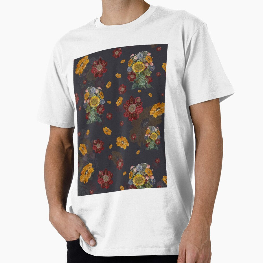 Bouquet flower seamless pattern on dark background by Yana Mustafina | Boho Soulful Designs