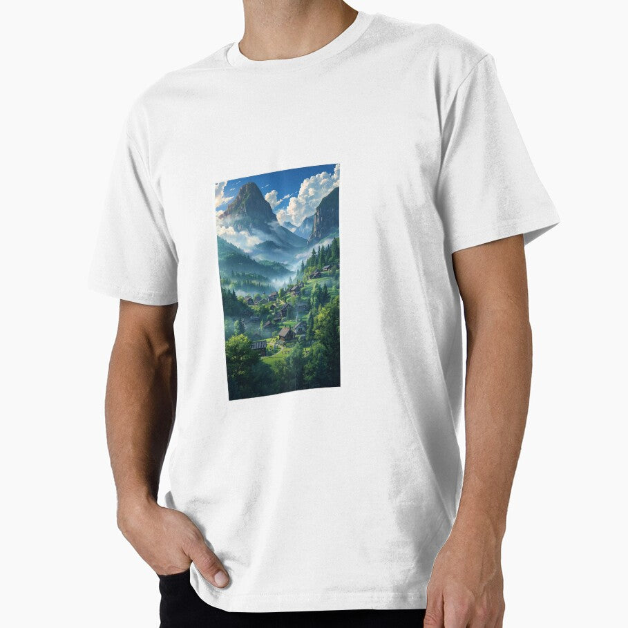 Anime Mountain Village Landscape by peacefulframes.art