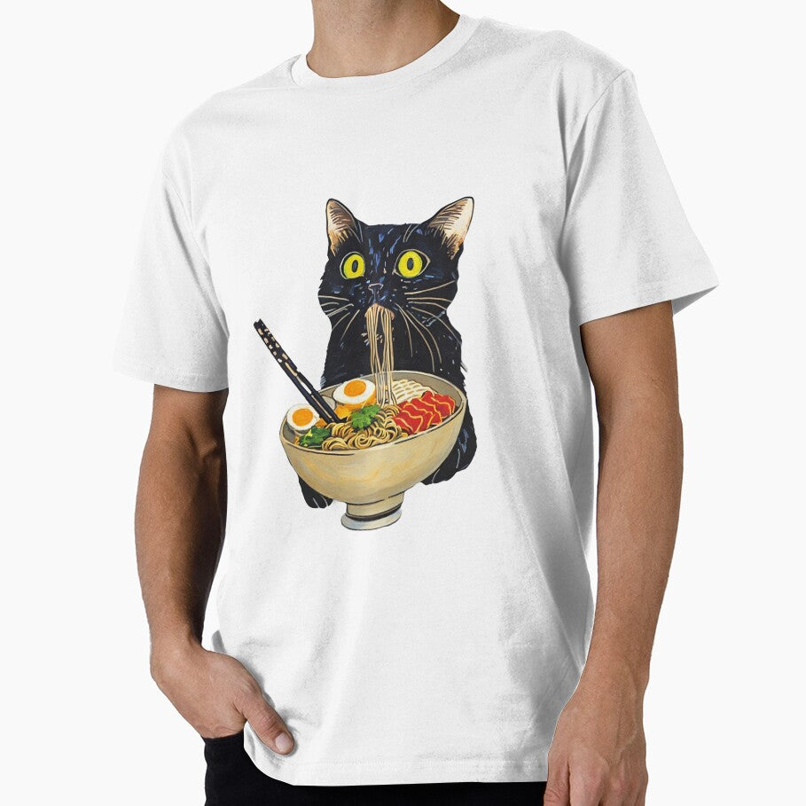 Black cat eating ramen by SlowToes