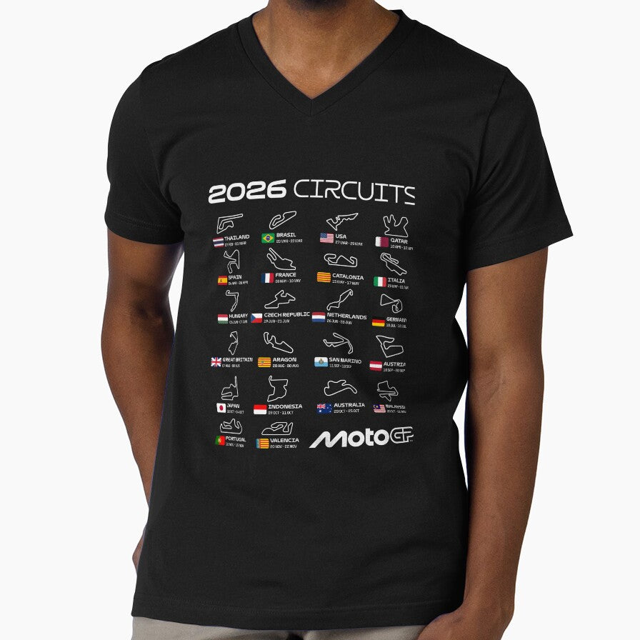 MotoGP 2026 Season Circuits Shirt – Full Track Map Calendar Design by Stotee