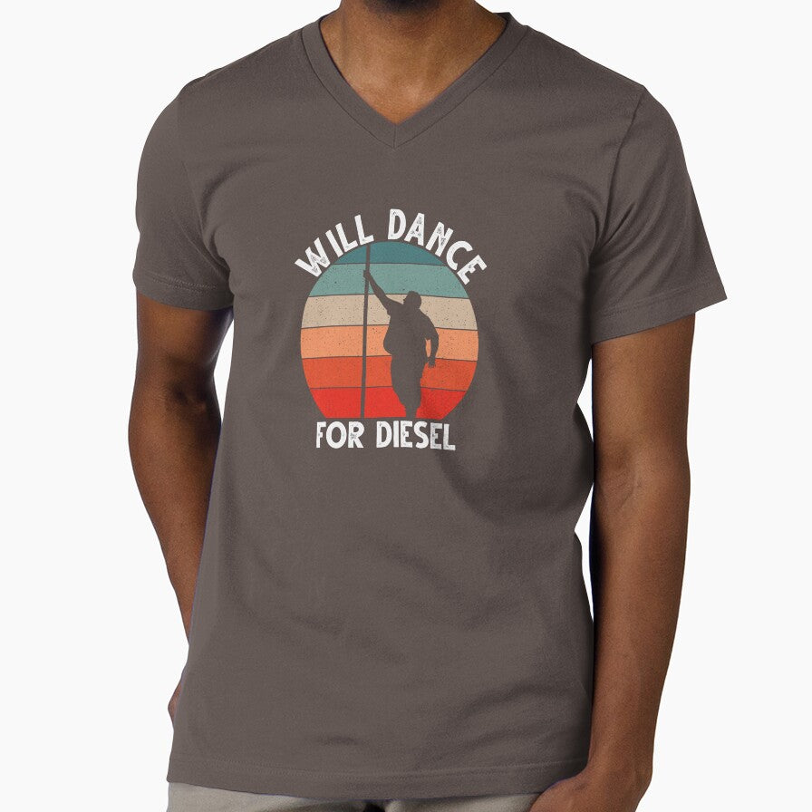 Will Dance For Diesel Funny Distressed Fat Guy Retro Vintage Fat Man Dancing by journeyengine