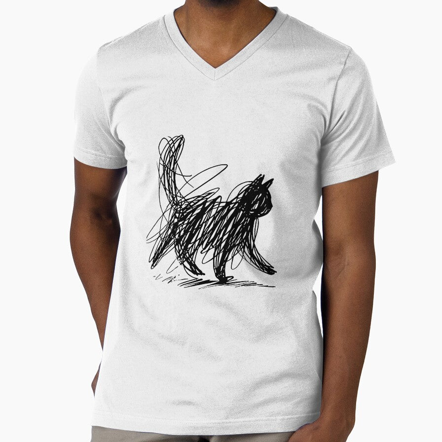Scribble Cat Abstract Sketch Minimalist Cat Art by LucasGarrett