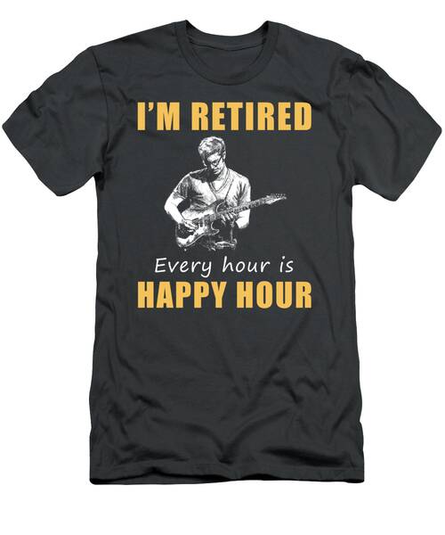 Strumming Through Retirement Bliss Happy Hour Guitar Tee  Grab Yours Now T-Shirt
