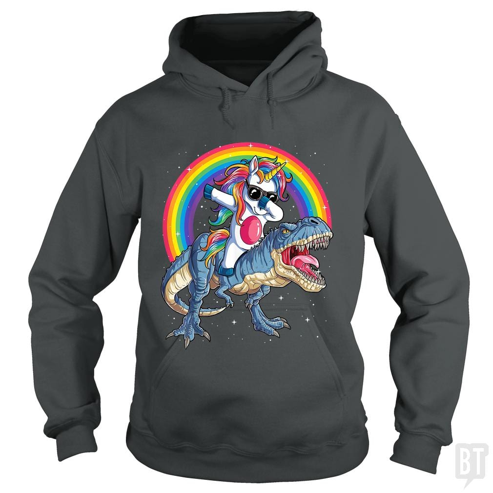 Dabbing Unicorn Riding Dinosaur Hoodie
