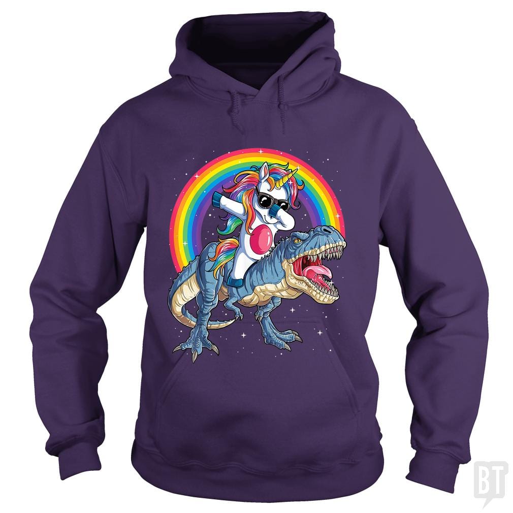 Dabbing Unicorn Riding Dinosaur Hoodie