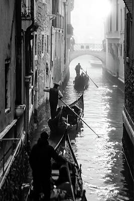 Three Gondoliers In Venice Print