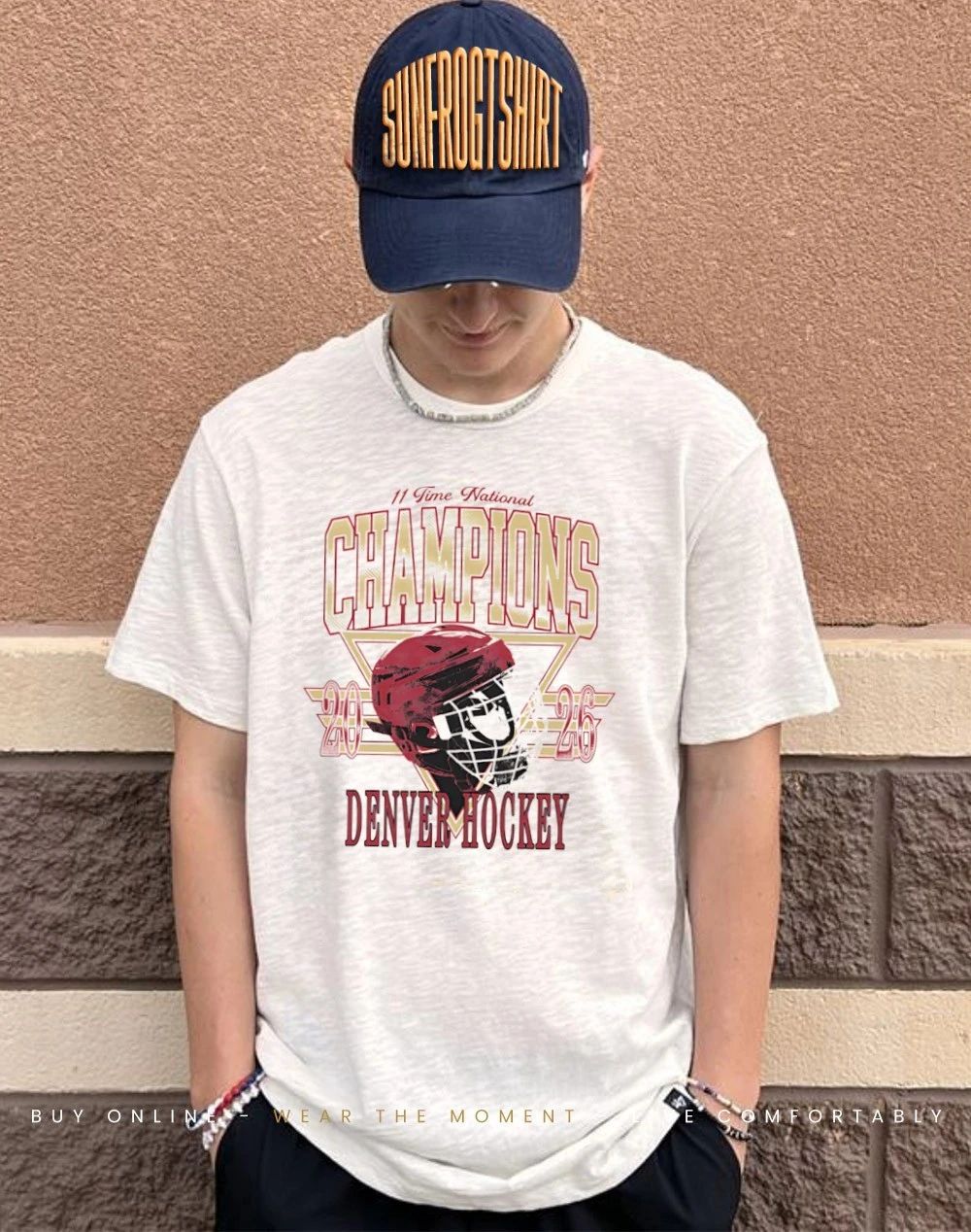 Denver Pioneers Men’s Ice Hockey 11 Time National Champions 2026 helmets shirt