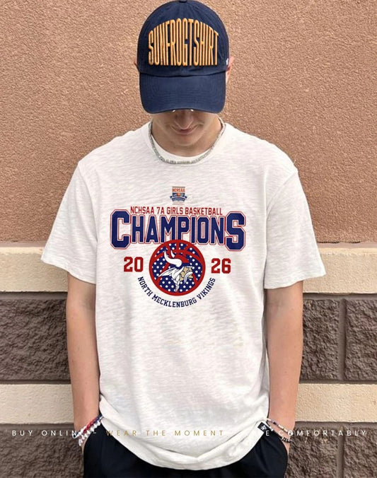 North Mecklenburg Vikings 2026 NCHSAA 7A Girls Basketball Champions logo shirt