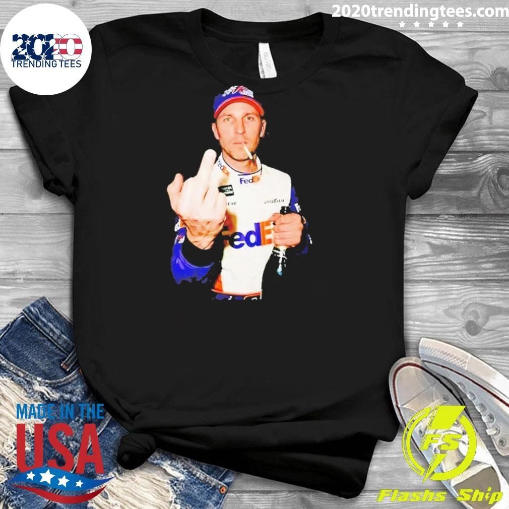 Denny Hamlin 2026 Middle Finger Smoking And Beer Shirt