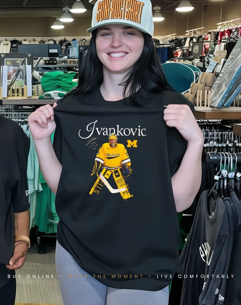 Jack Ivankovic Michigan hockey graphic signature shirt