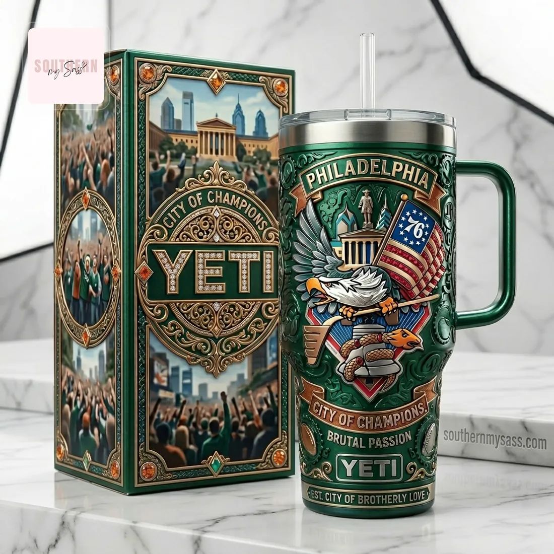 Philadelphia City of Champions 40oz Insulated Tumbler with Handle