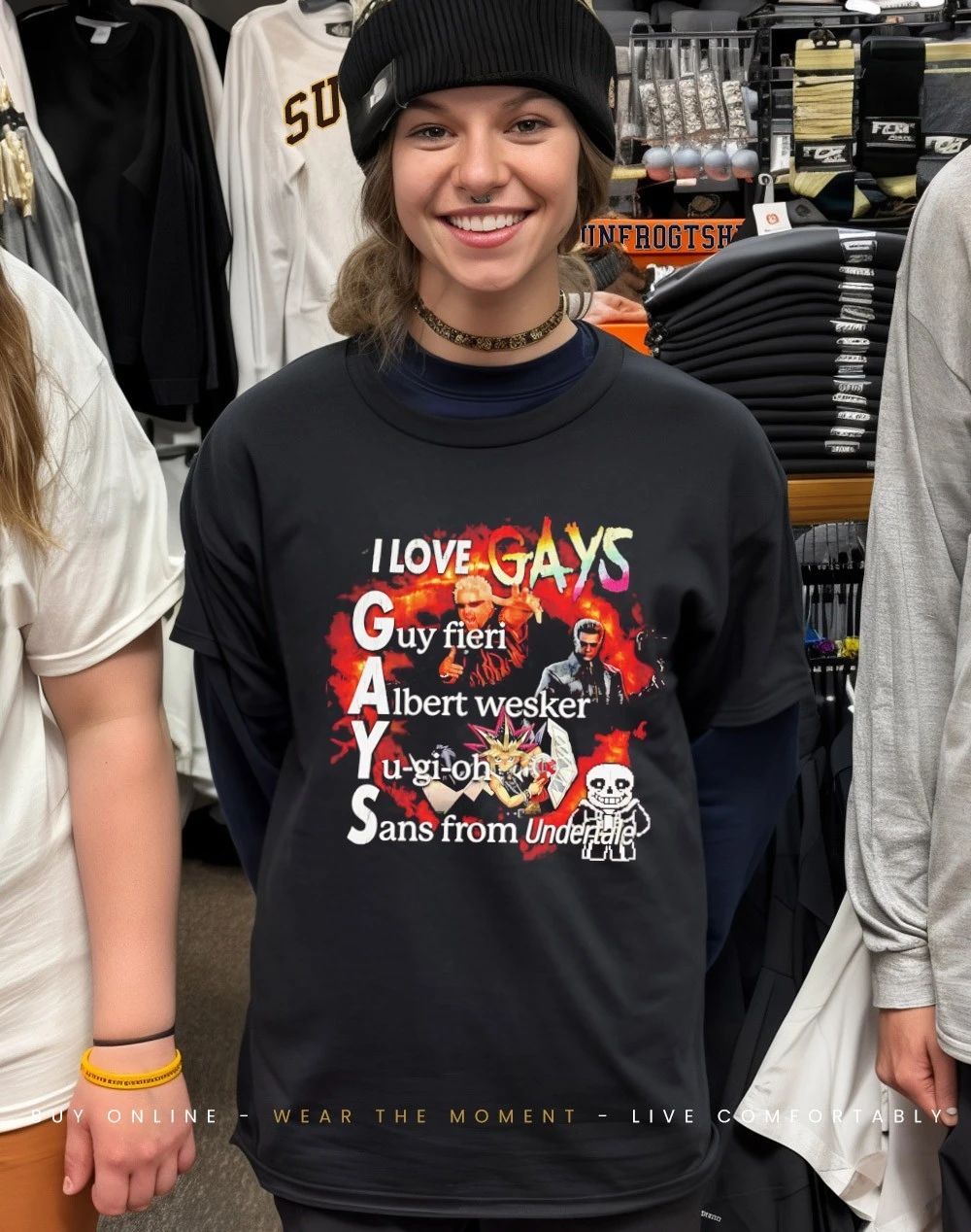 I Love GAYS guy fieri albert wesker yugioh sans from undertale shirt