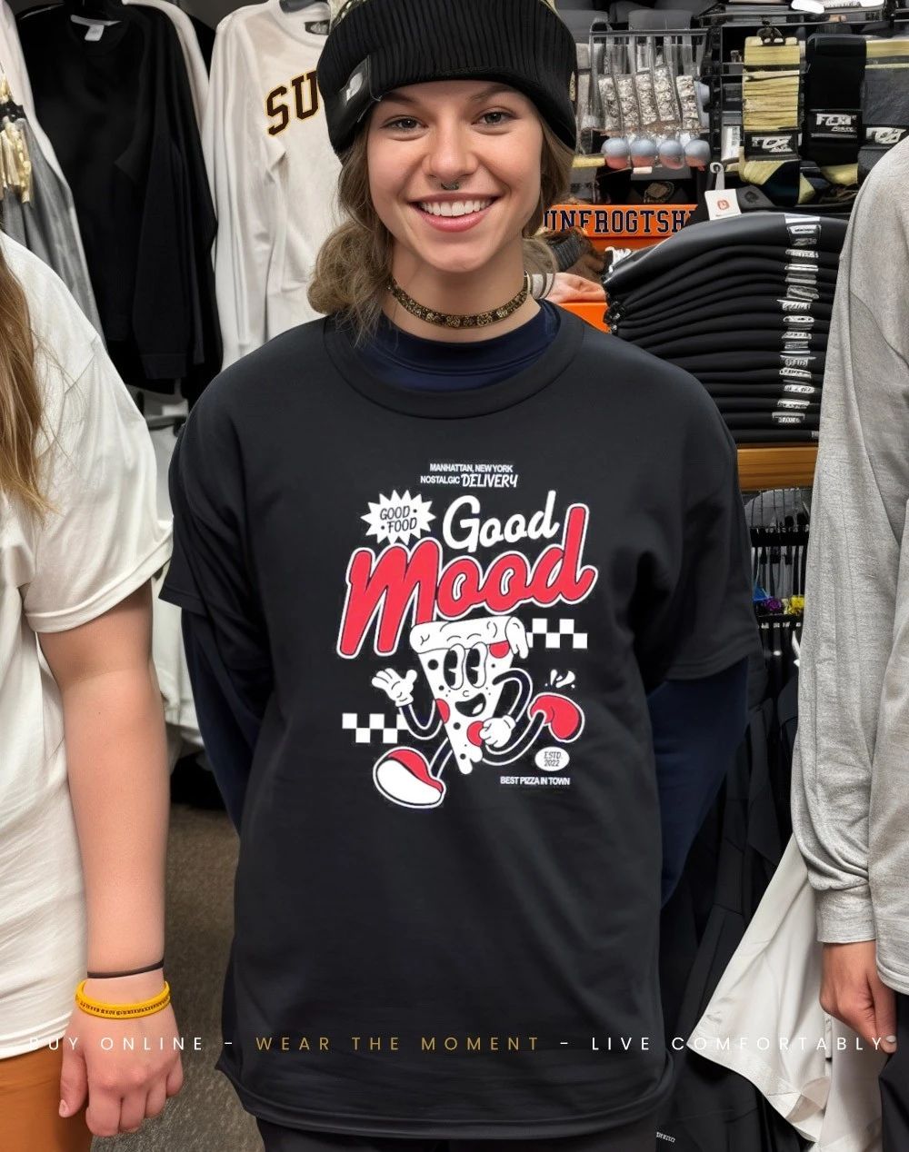 Pizza good food good mood open daily est 2022 shirt