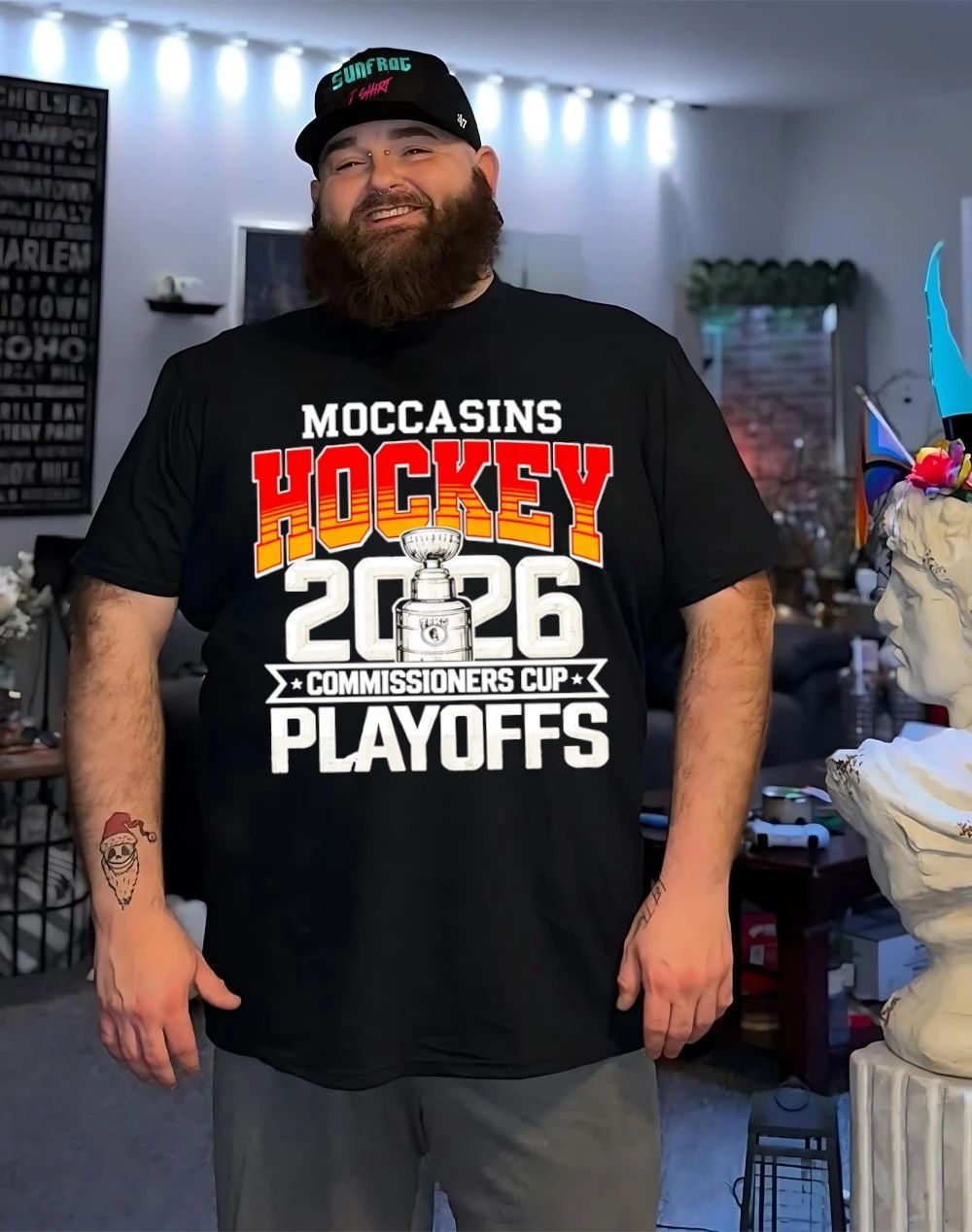 Monroe Moccasins hockey 2026 commissioners Cup Playoffs shirt