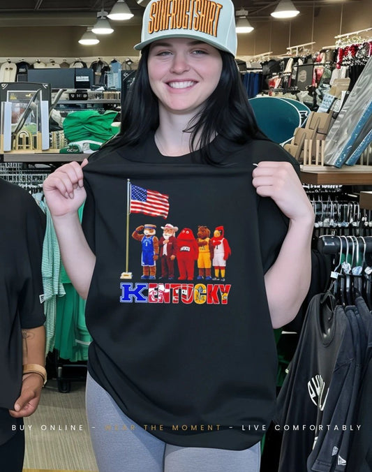 Kentucky sports mascot salute the flag shirt