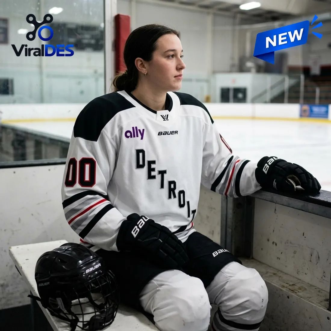 PWHL Detroit 2026 Away Custom Hockey Jersey