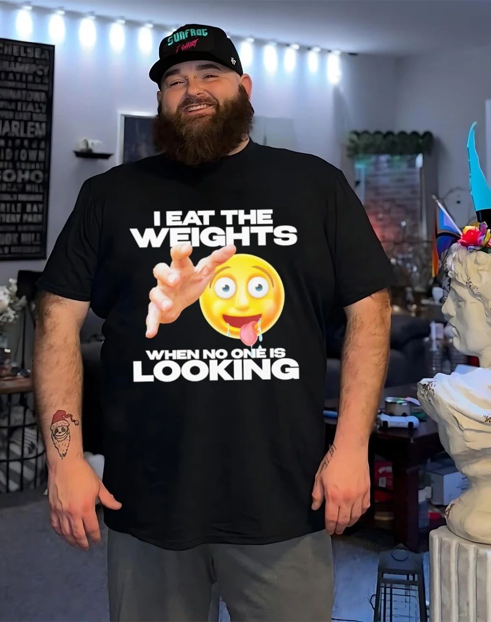 I eat the weights when no one is looking icon shirt