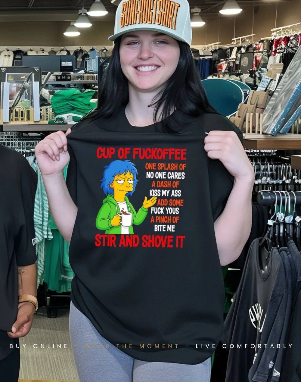 Simpsons cup of fuckoffee stir and shove it shirt