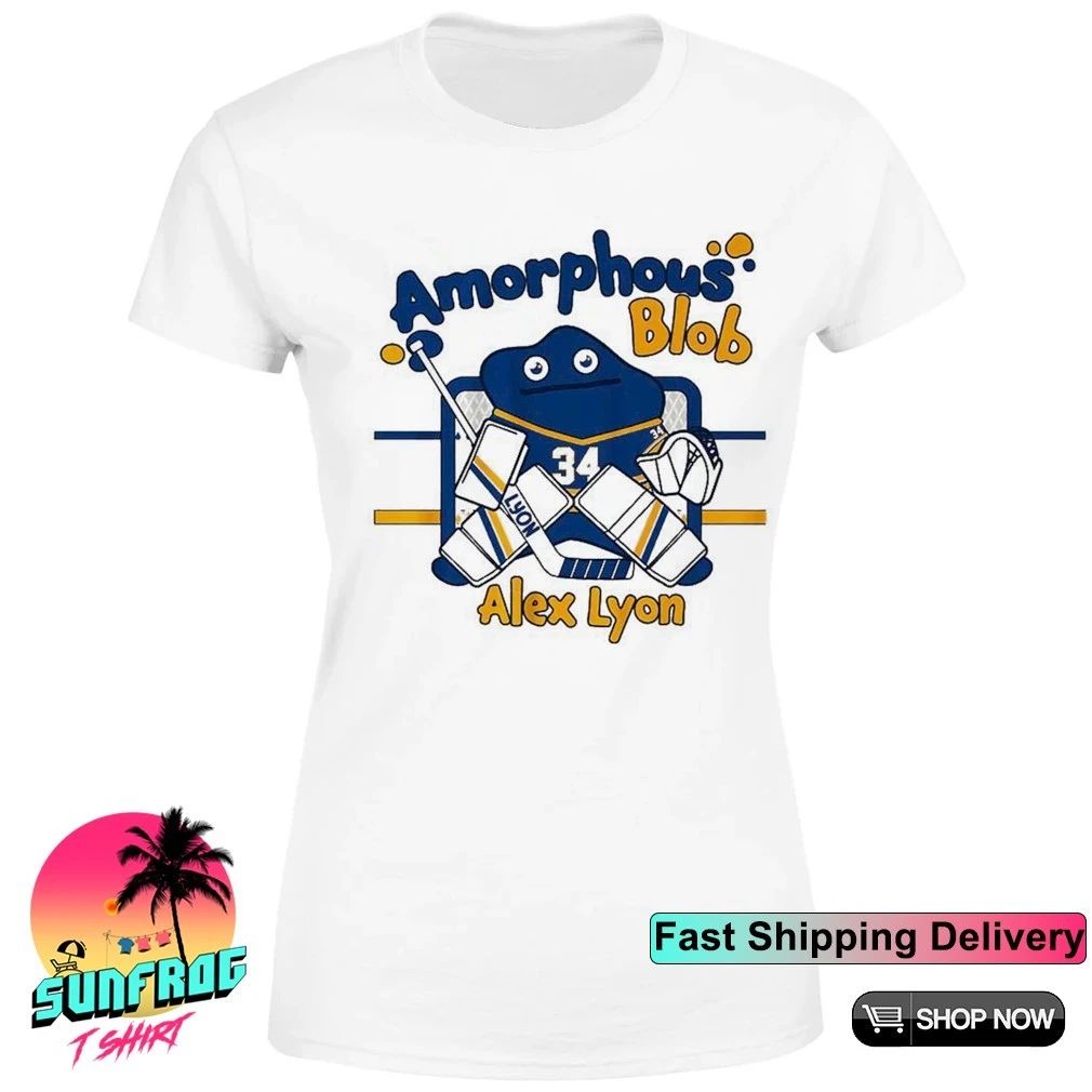 Alex Lyon Amorphous Blob Buffalo Sabres front and back shirt