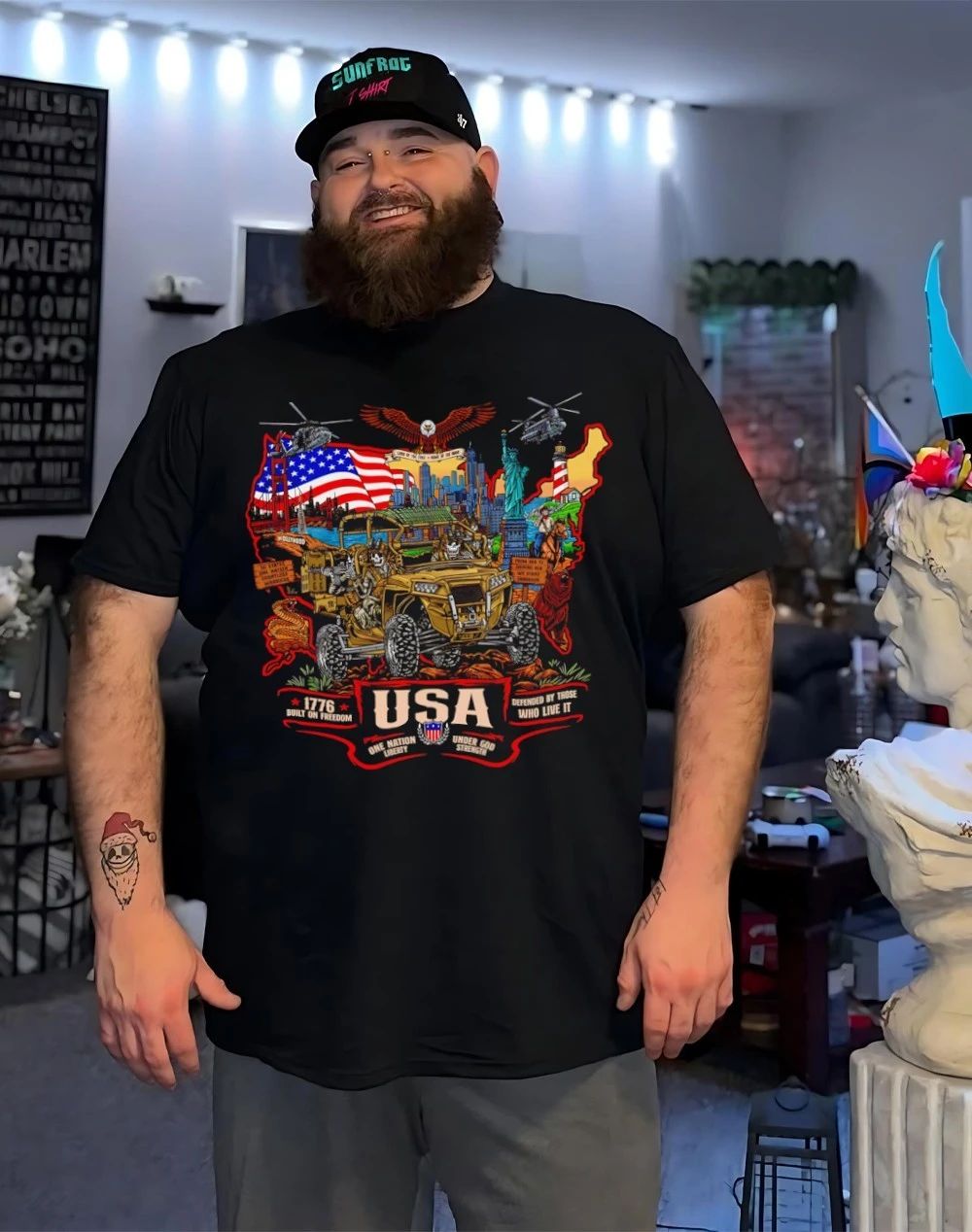 USA One Nation Liberty Under God Strength War graphic shirt