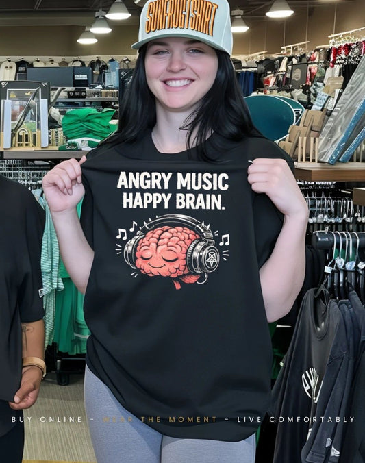 Angry music happy brain shirt