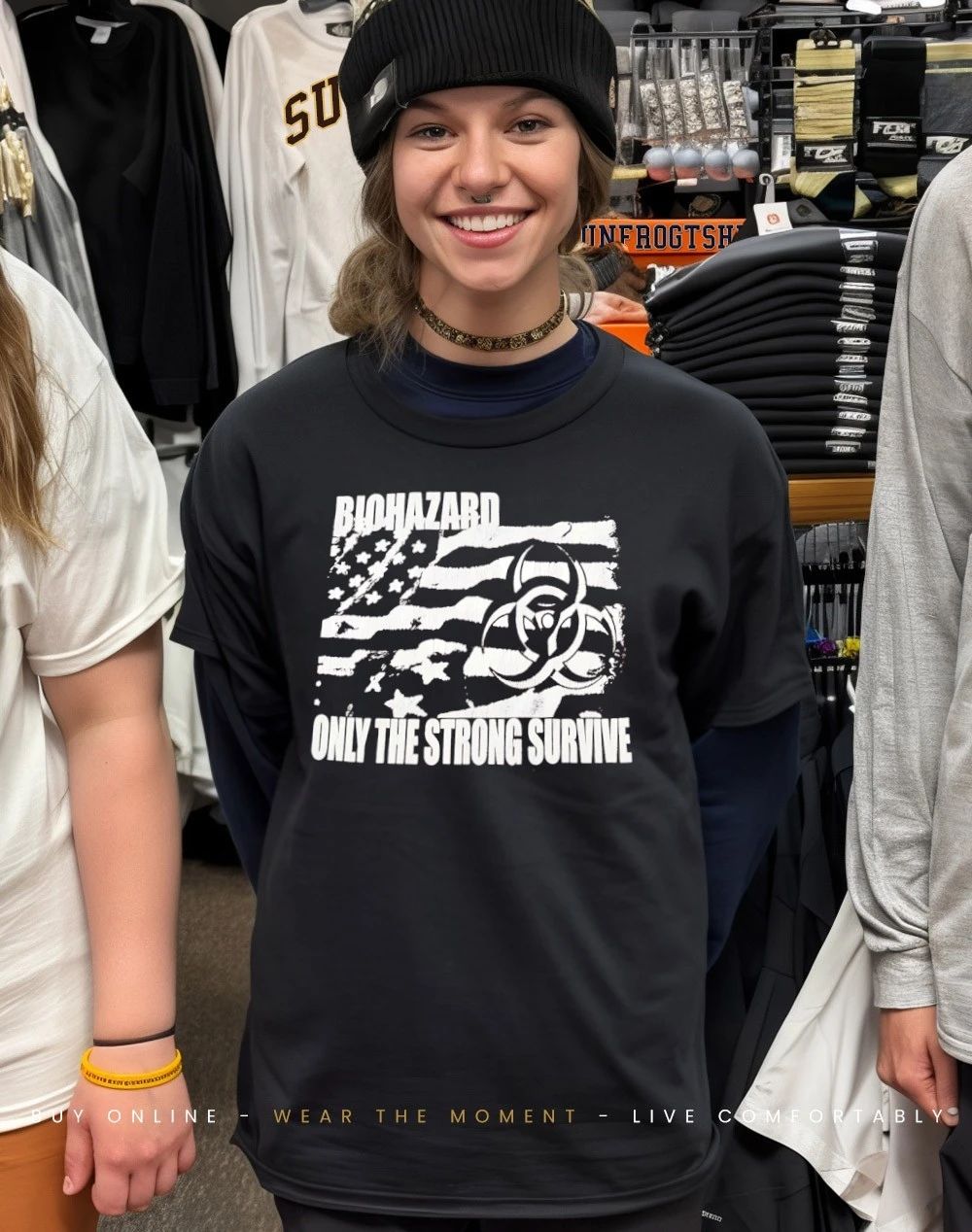 Biohazard only the strong survive American flag shirt