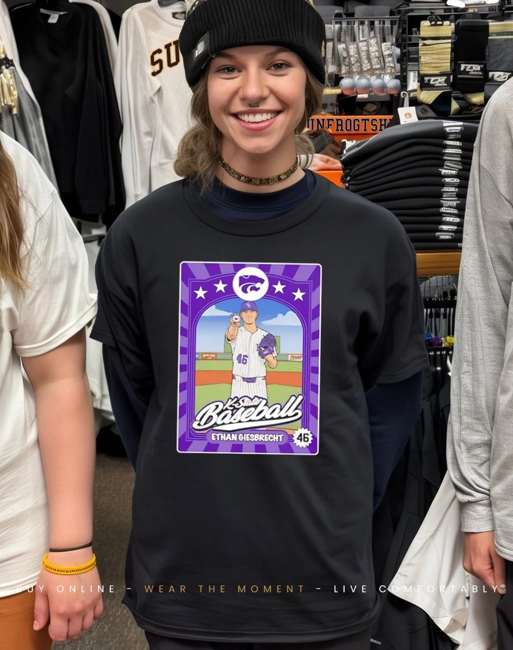 Ethan Giesbrecht 46 Kansas State Wildcats baseball card Inspired shirt